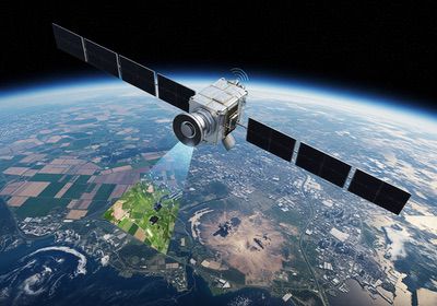 Satellite capturing high-resolution Earth imagery